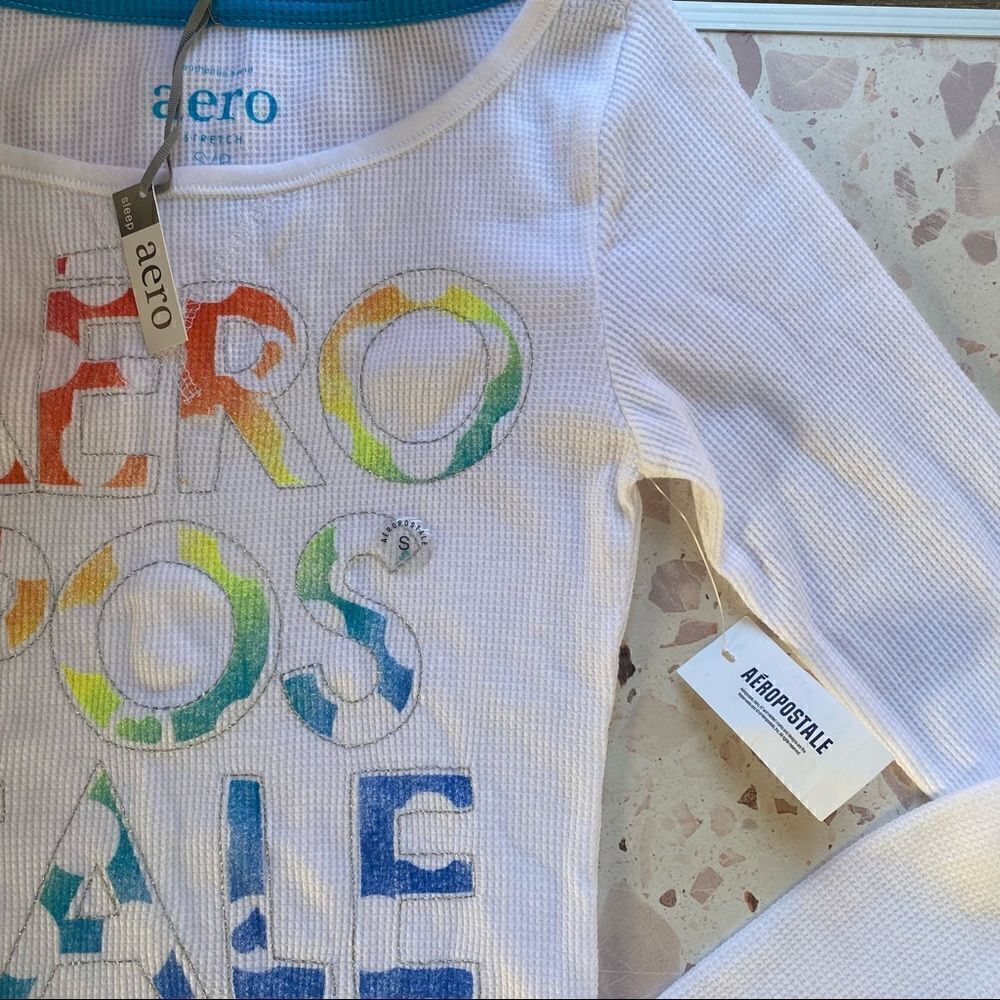 NWT Aeropostale cotton long sleeve waffle knit top - Picture 3 of 7